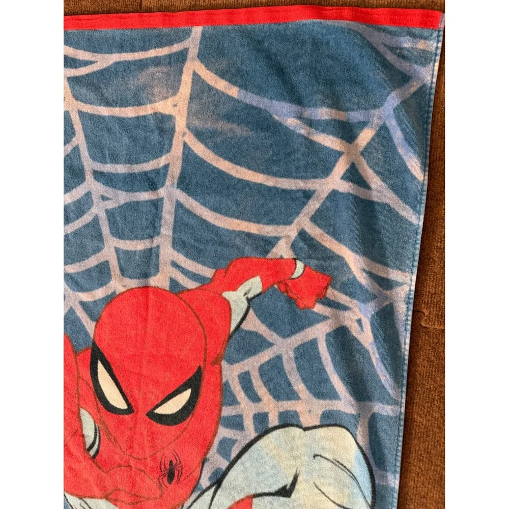 Marvel Spider-Man Beach Towel Blue Red Web Graphic Cotton Bath‎ Towel Kids